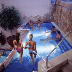 Thermal pool with crystal blue water in Ljubljana